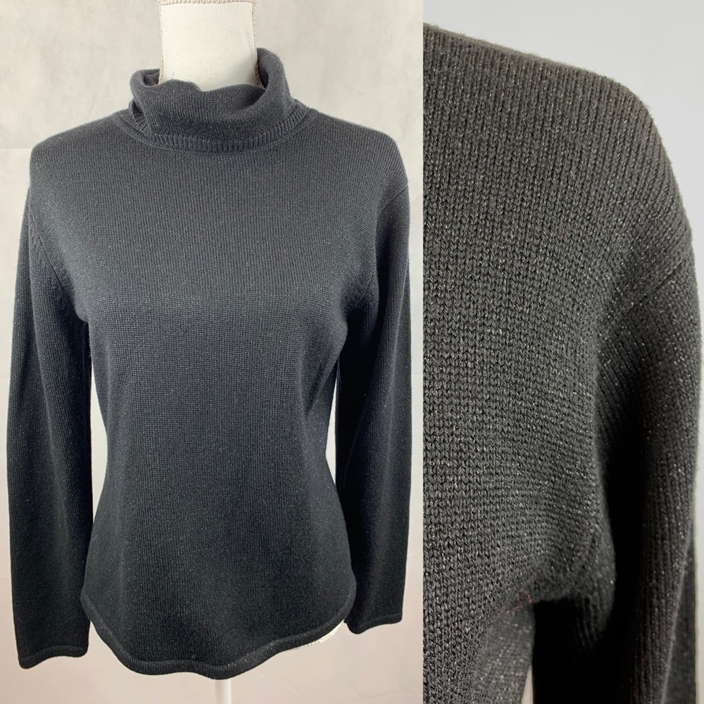 Talbots Black Shimmer Rayon Wool Sweater M